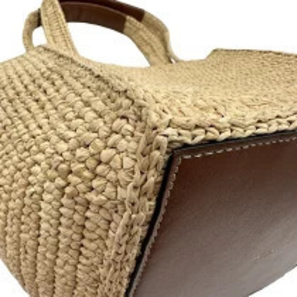 Celine Triomphe Raffia Cube Bag Beige Cream Black Handbag - Picture 7 of 12